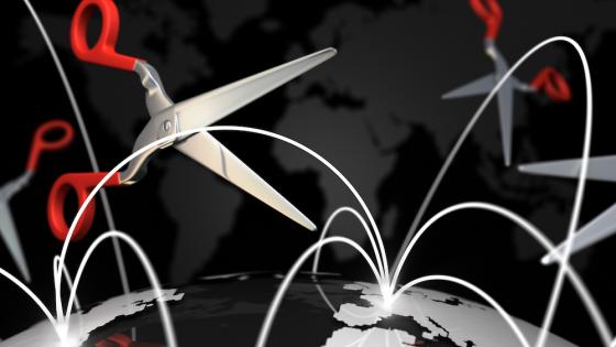 Scissors cutting links between countries