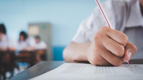 Close up of student taking test