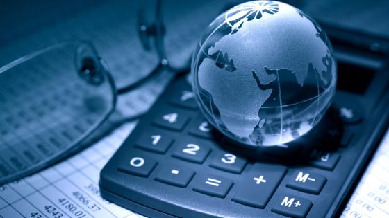 Glass globe on calculator