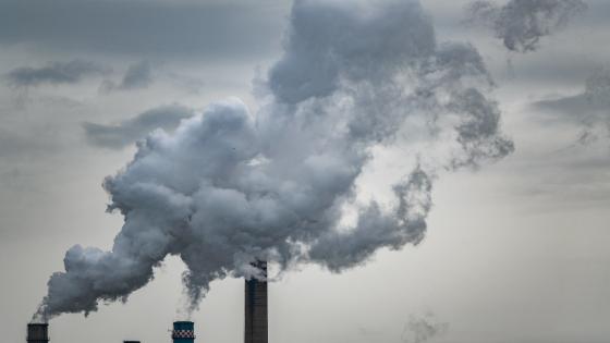 smoke from chimneys of power plant